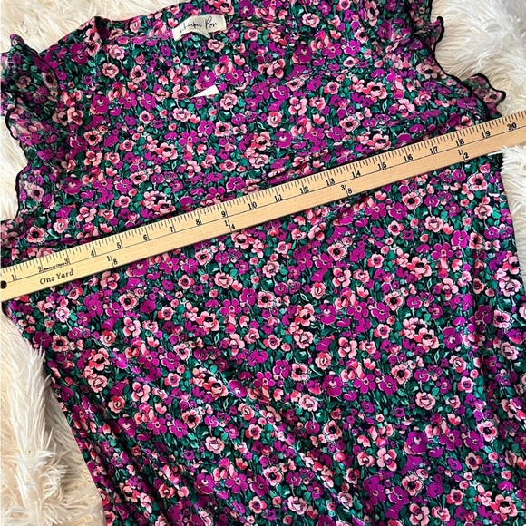 NWT New Harper Rose Pink Floral Ruffle Hem Jersey Knit Mini Dress Size L - Picture 9 of 14